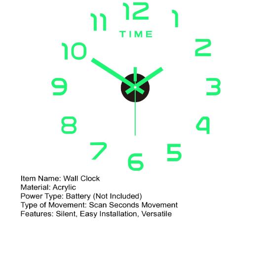Nordic Style Wall Clock with Lasers Engraving 3D Digital Display Silent Sweep Movement Easy Installation Number Clock Room Decor