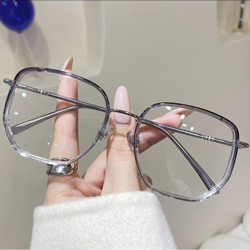 2Pcs Oversized Square Myopia Glasses Women Men Fashion Block Blue Light Prescription Nearsighted Optical Glasses