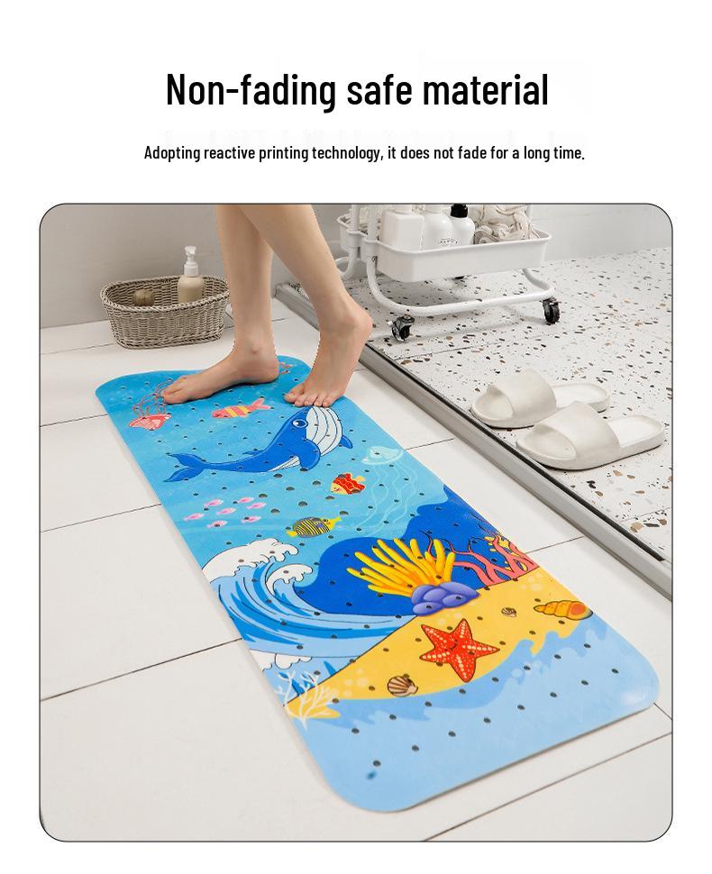 Cartoon Non-Slip Bathroom Mat - Printed Pattern Shower & Bath Floor Mat, Customizable Labeling