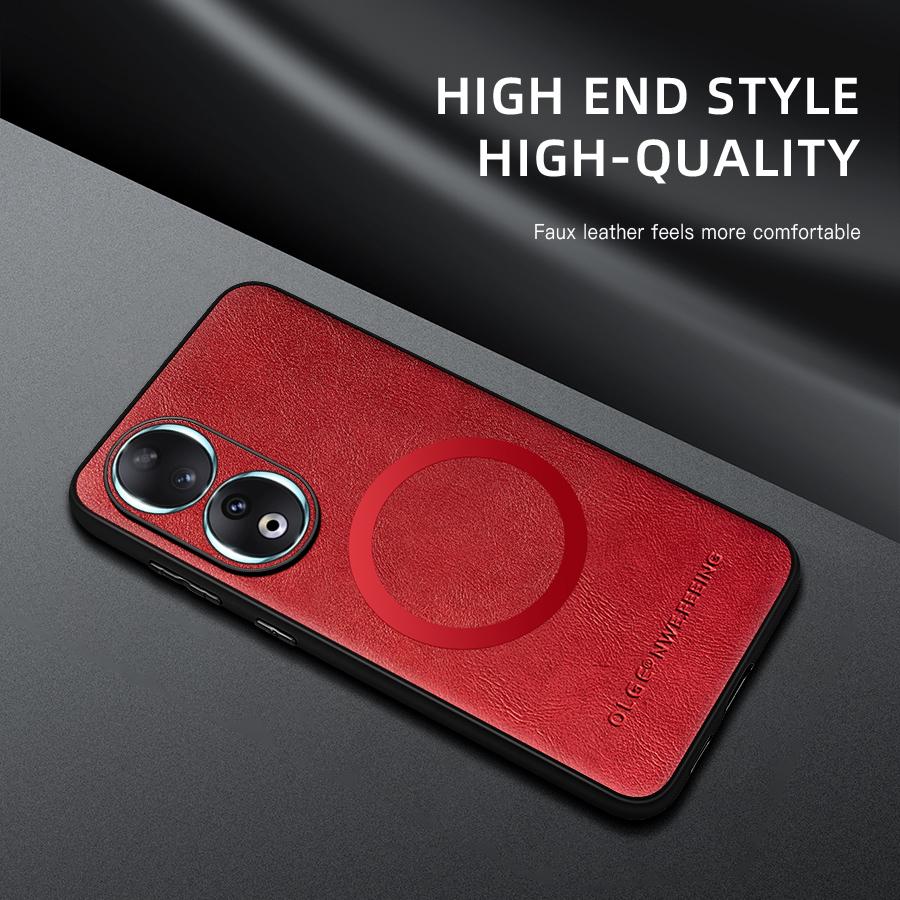 Voor Honor 90 90 Pro 90 Lite PU Leer Magnetische Ring Zachte Rand Anti-Val Anti-Vingerafdruk Telefoonhoesje