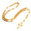 Holzperlen Kreuz Anhänger Rosenkranz Halskette Katholisch Christlich Religiös Jesus Halsketten Männer Frauen Schmuck Anhänger
