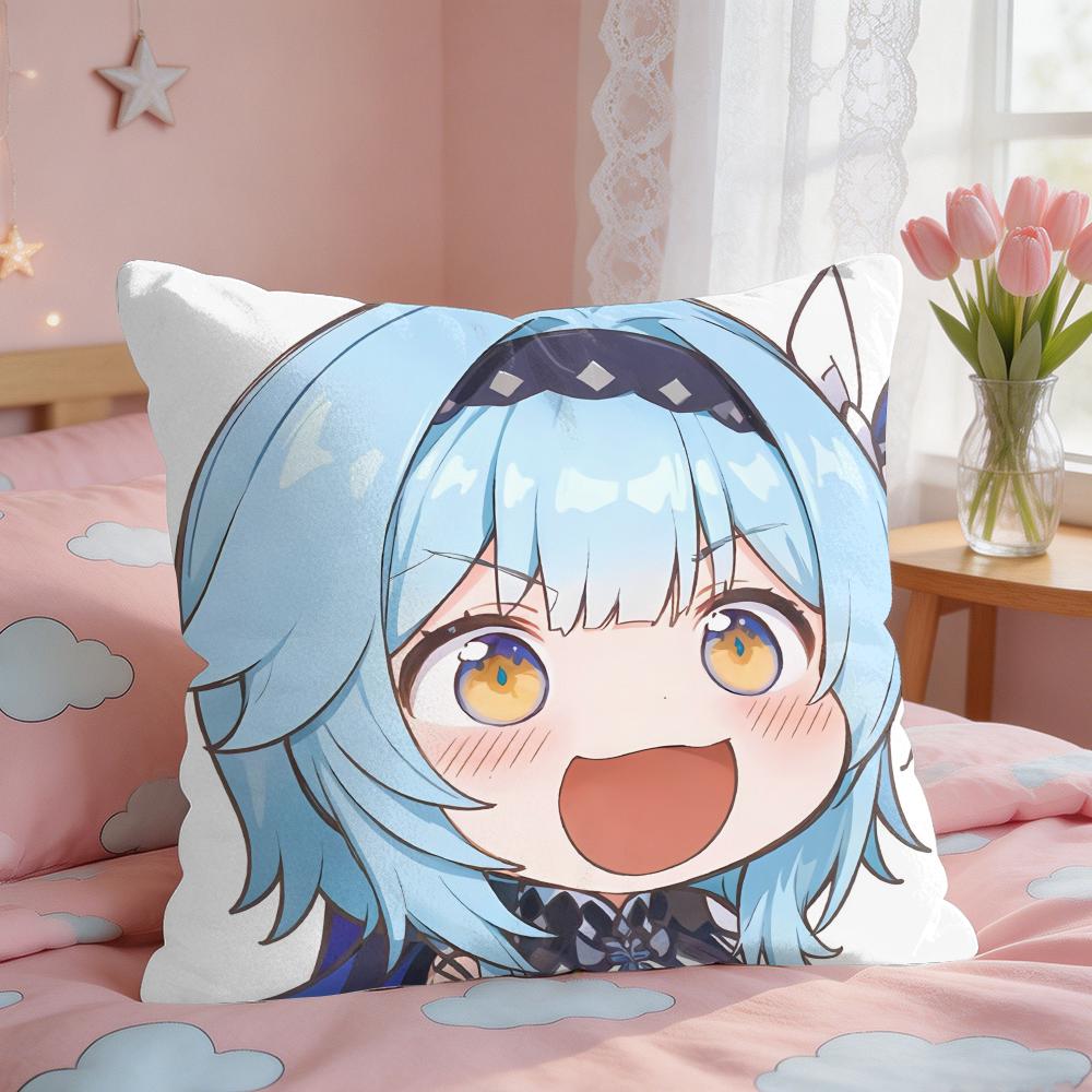 Eula Cute Cute Genshin Impact Cushion Cover Square Short Plush Pillow Case Living Room Sofa Home Decor Funda X