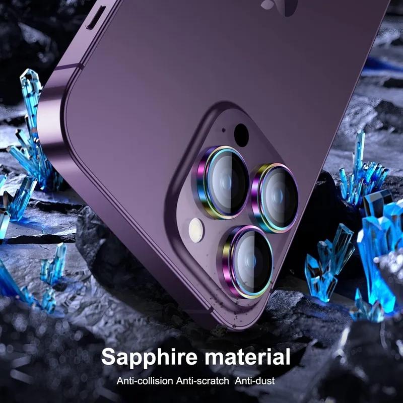 Protetor de câmera de moda anel de lente de metal vidro para iphone 15pro max 13 14 11 12 pro lente vidro capa à prova de choque