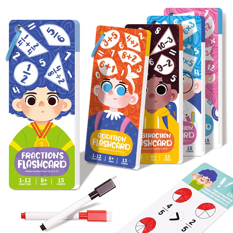 Mathematical Calculations Montessori Math Toy Beginners Practice Arithmetic Fraction Test Card Learning Tools for Primary School