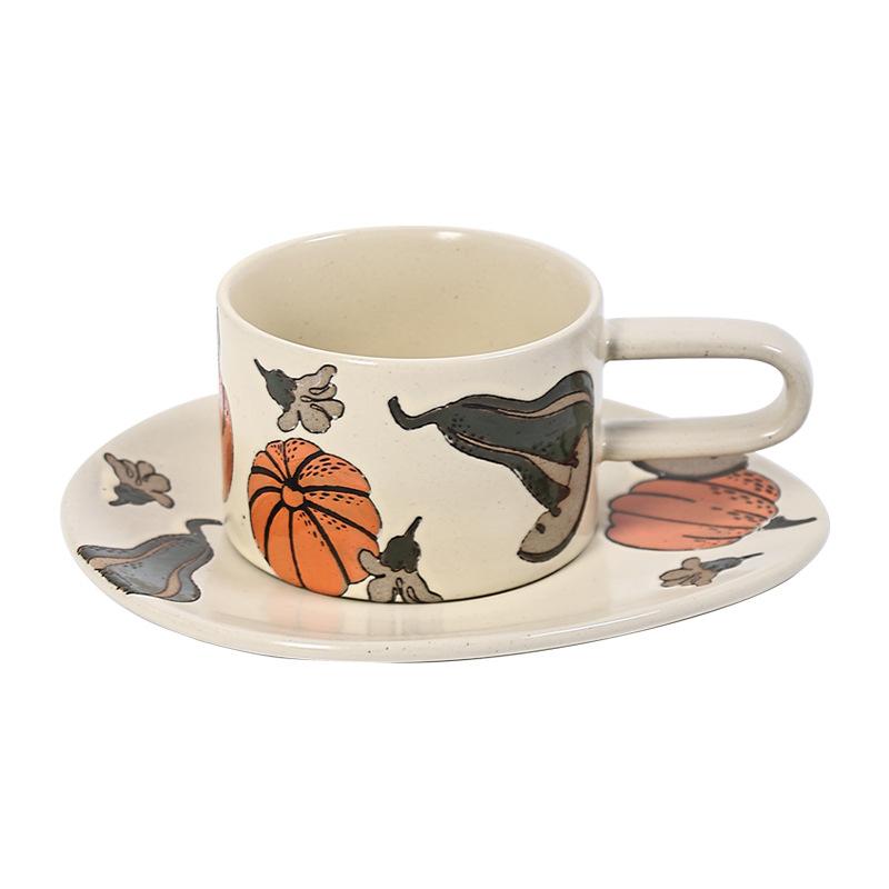 Porcelain Hand-painted Coffee Cup with Dish Long Handle Breakfast Set Ceramic Cup and Dish