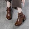 GKTINOO 2025 New Autumn Winter Thick Heel Ankle Boots Women Warm Boots Shoes Handmade Genuine Leather Zipper Retro Boots