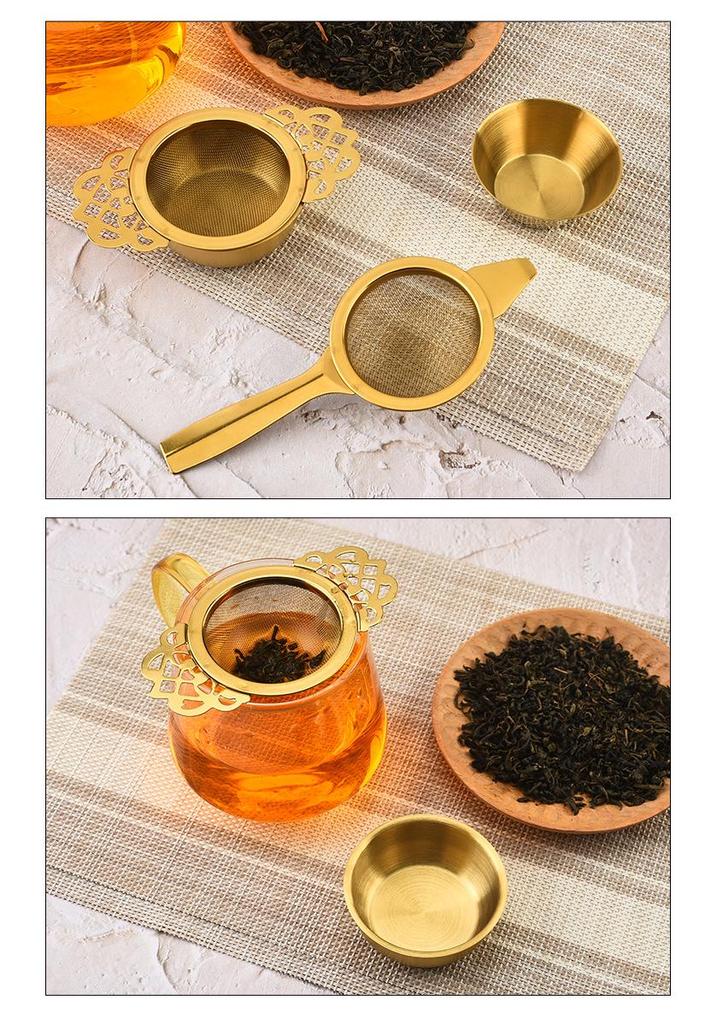 304 Stainless Steel Long Handle Tea Infuser with Double Ear Mesh Strainer Basket