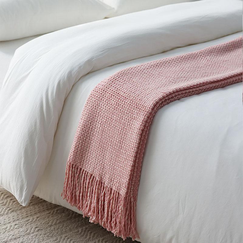 Nordic Knitted Throw Blanket Luxury Sofa Cover Thickened Two-color Wool Blanket With Tassels Modern Design Bedspread Soft Shawl