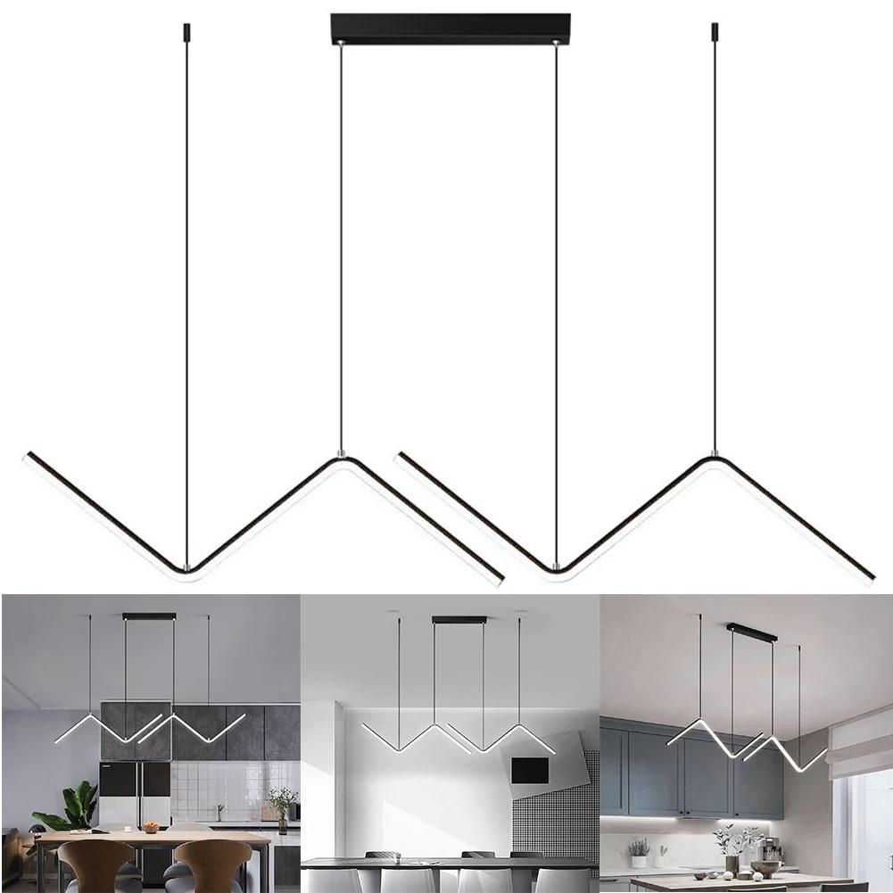 

Светодиодный волновой подвесной светильник Nordic Hanging Light 35 In Modern Подвесной светильник Энергосберегающий линейный подвесной светильник для кухни, столовой White Light чёрный