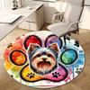 1pc Paw Print Yorkshire Terrier Artwork Round Carpet, Made of Polyester,Perfect for Decorating Office Chairs, Living Rooms Fplt762