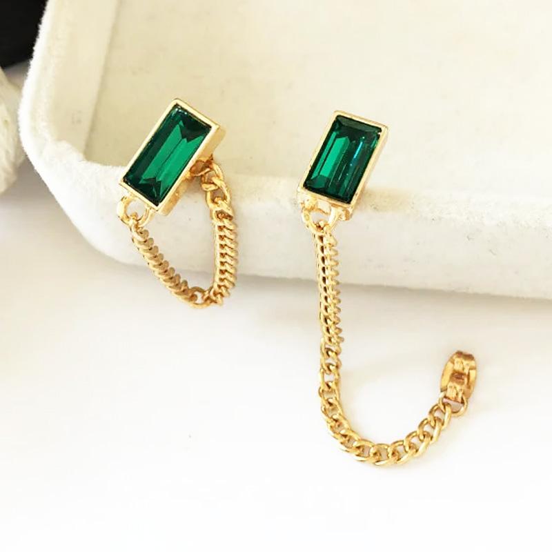 

Green Square Women s Dangle Earrings Gold Color Link Tassel Pendants Thread New Fashion New Drop Earrings Cool Stuff pendientes