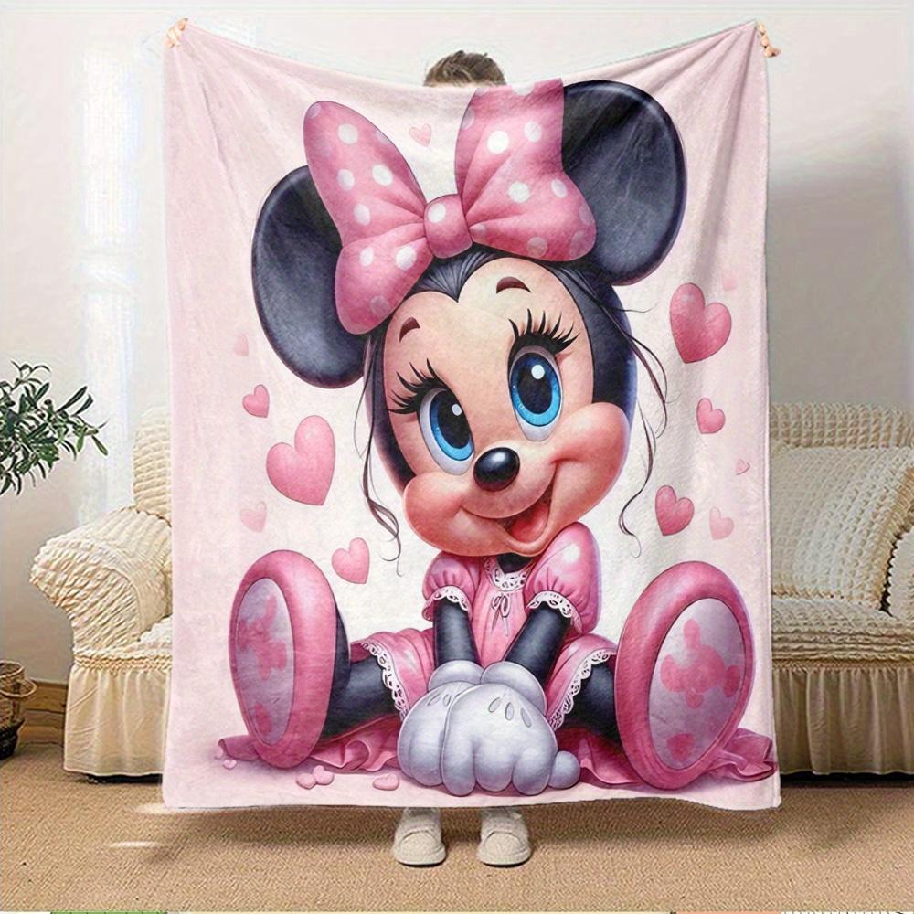 1pc Cover Blanket - Cute Mickey and Minnie design, perfect for bedding small quilt, sofa blanket, gift idea, home decoration, cozy warm plush fabric