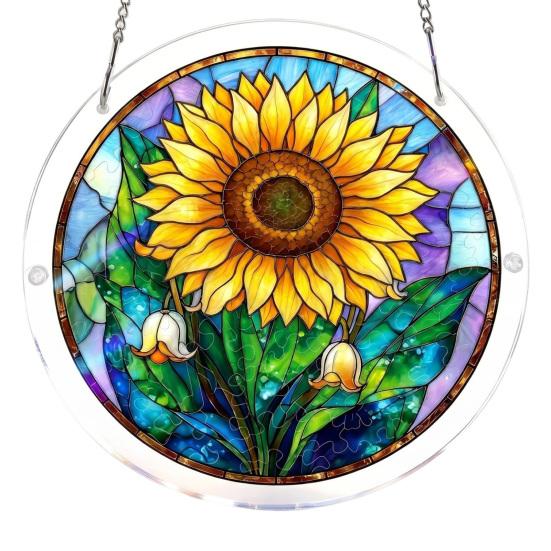 Acrylic Puzzle Suncatcher, Stained Glass Window Hanging Ornaments, DIY Jigsaw Puzzle Sun Catcher Kit for Home, Garden Decor, Gift for Women,
