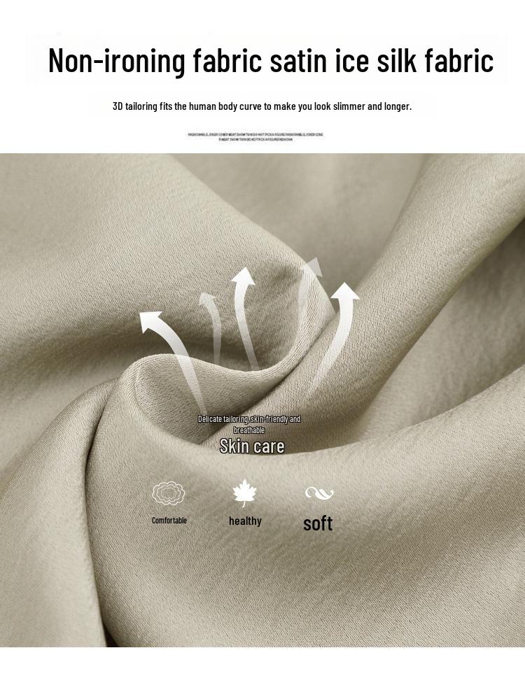 Dámské široké acetátové saténové kalhoty - High-end, ležérní, splývavý styl na léto