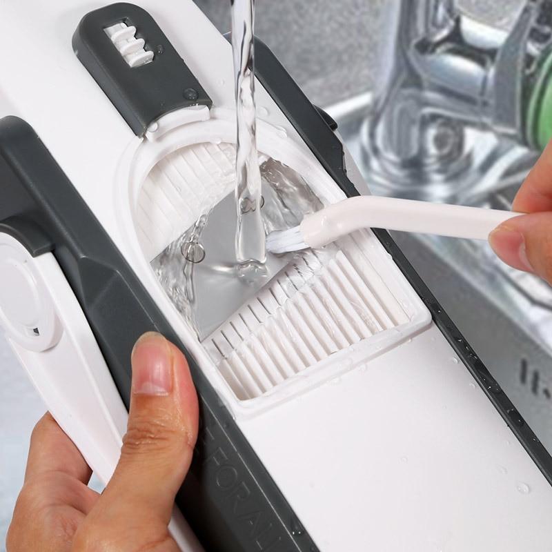 Multifunctional Vegetable Slicer 30 Different Cuts Kitchen Mandoline Potato Press Handheld Foldable Gray