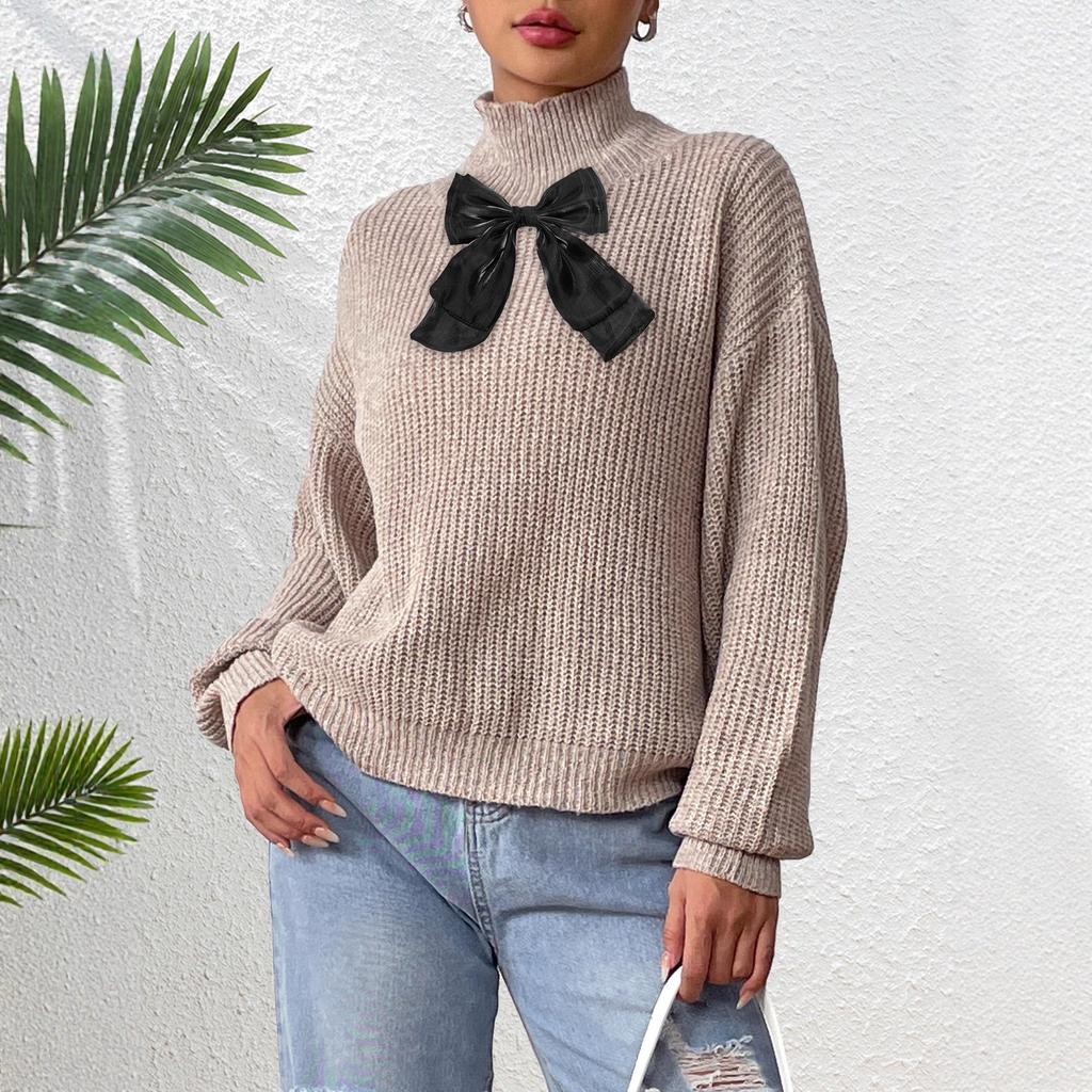 Damen Oberteil, Pullover mit halbohem Kragen, Patchwork aus Mesh und Schleife, Fleece in gemischten Farben, Herbst- und Winter-Basisschicht
