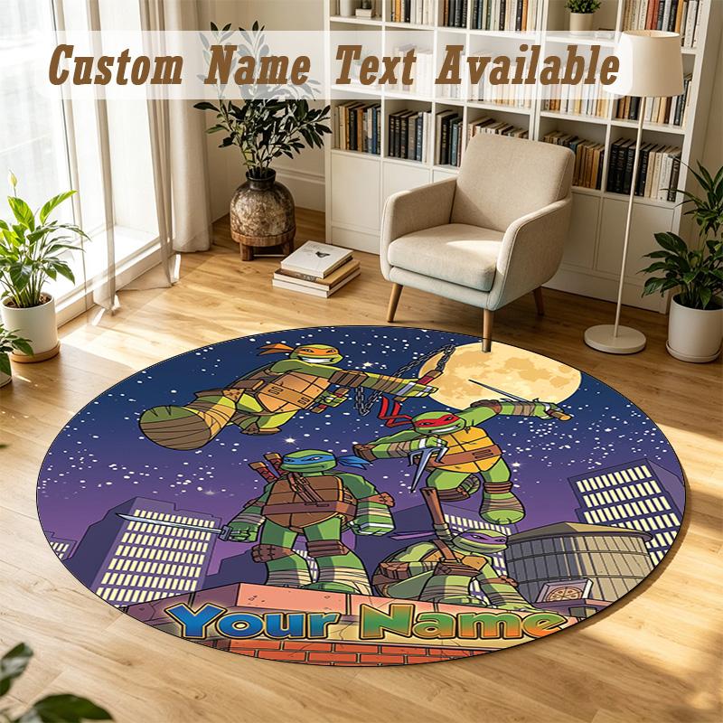Round Rug Custom NameTeenage Mutant Ninja Turtles Pattern Non Slip Carpet Home Floor Decor