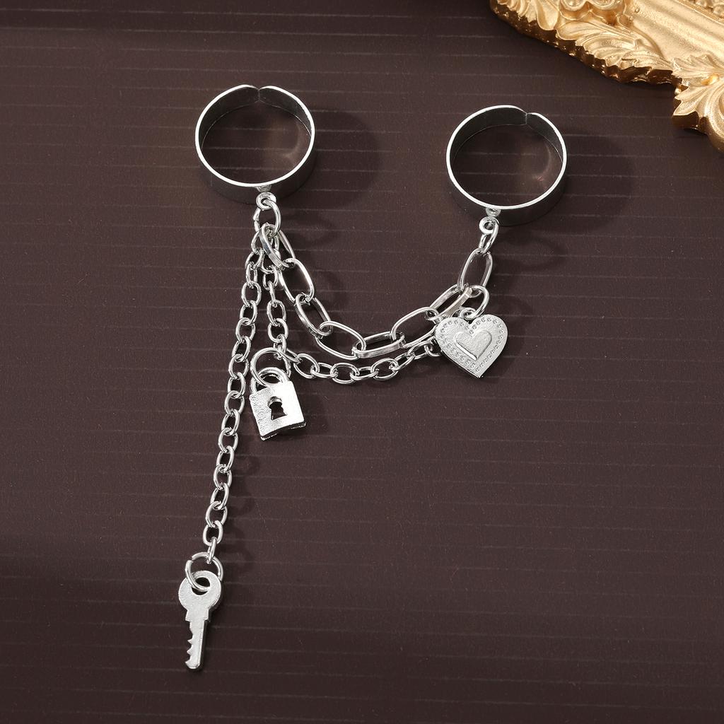 Bague universelle avec pendentif en forme de cœur, bijoux simples et élégants pour hommes et femmes, ensemble de pendentifs clés, nouvelle mode 2022