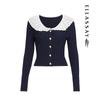 ELLASSAY Women's Spring Doll Collar Knit Cardigan