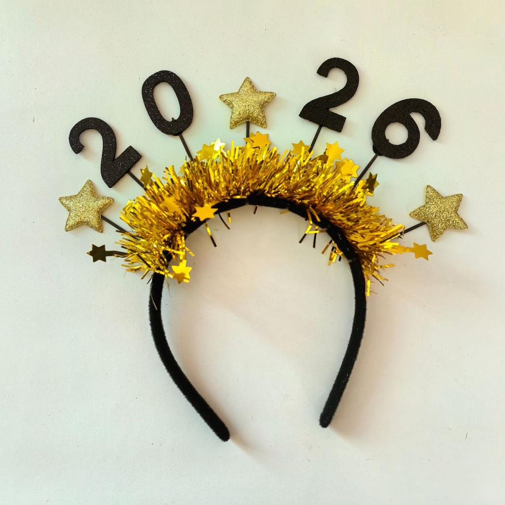 1 Stück 2026 Neujahrs-Stern Pailletten Haarband, Perfekt für Silvesterpartys und Feiern, ein Must-Have, um Blicke auf sich zu ziehen