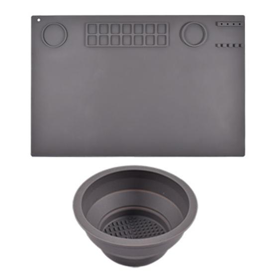 

1 комплект, коврик для рисования, водонепроницаемый, эластичный, складной, против царапин, DIY, силиконовый рифленый дизайн, коврик для рисования, школьные аксессуары серый