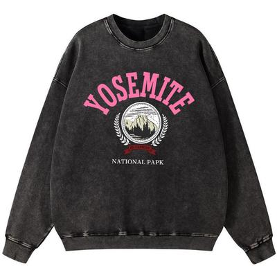 Yosemitský národní park Potisky Dívčí Vintage Praná bavlna Mikina Harajuku Měkká Mikina Módní Tenký styl Oblečení s kapucí