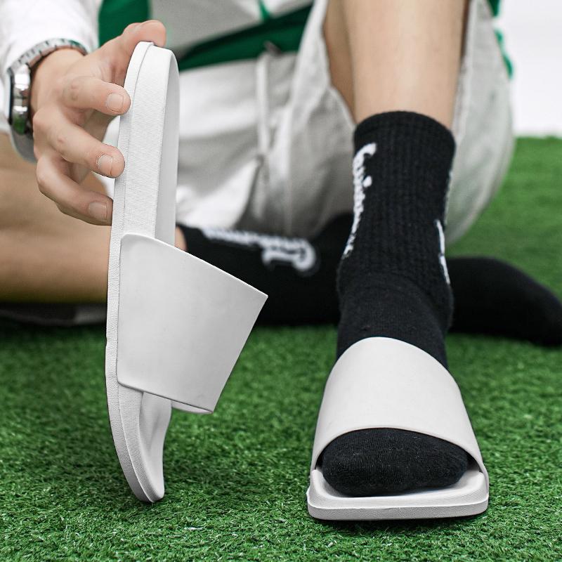 Men White Slippers Simple Flats Summer Women Black Outdoor Roman Sandals Open Toe Beach Shoes Plus Size