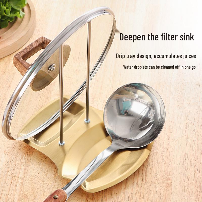 Stainless Steel Kitchen Storage Holder: Pot Lid Rack, Plate Stand, Spoon Rest.