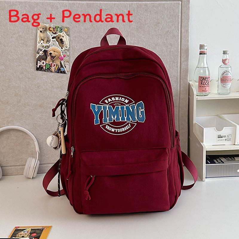 Nylon School Backpack For Girls And Teens With Design And Letter Pattern For Education Use