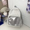 Solid Color Pockets Itabag Large Capacity Korean Style School Bag Jk Transparent Backpack  Kids