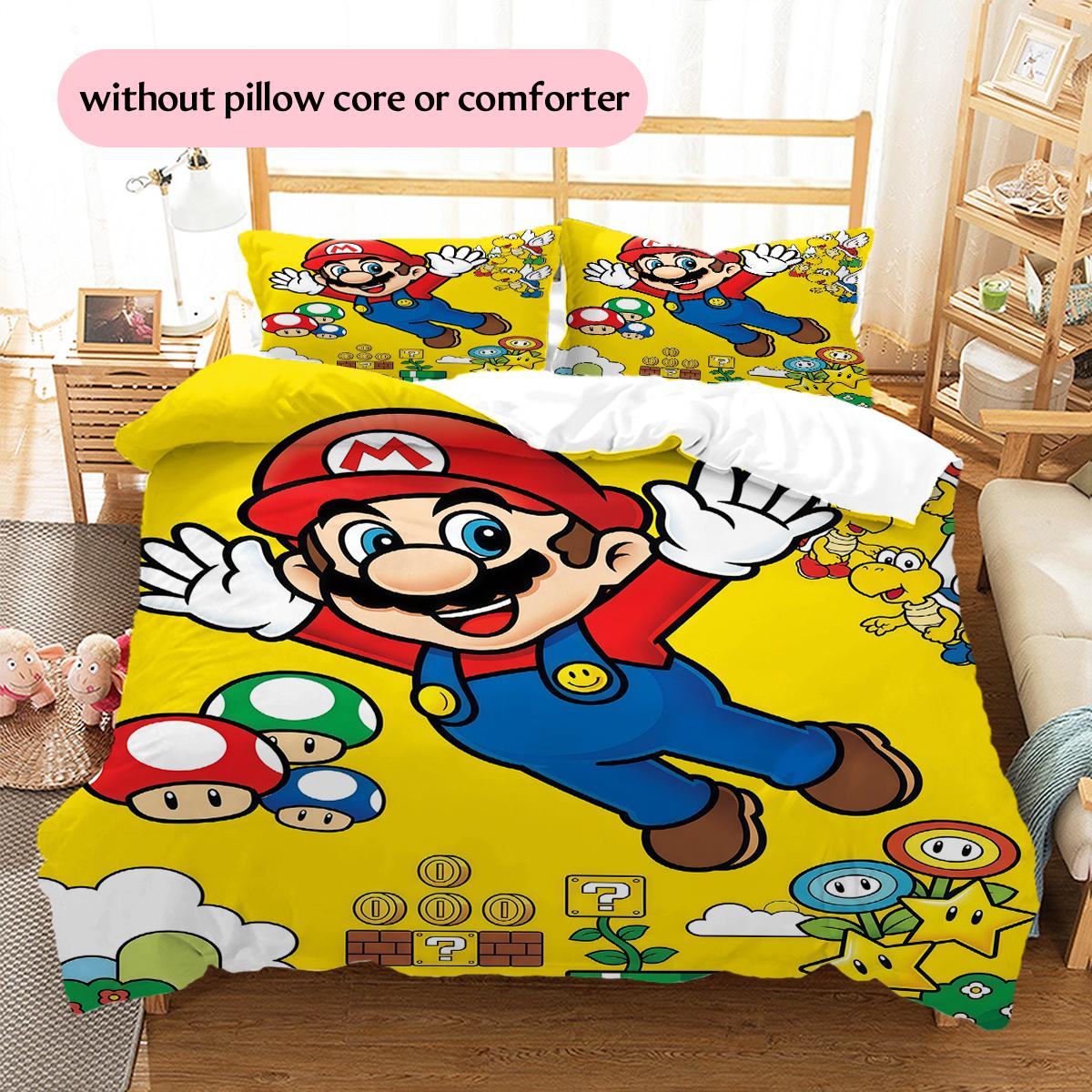

Mario Adventure Scene Pattern Bedding Home Decoration Festival Gift (1 * duvet cover + 2 * pillowcase, without core) 135x200cm
