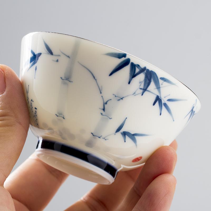 

Чашка ручной росписи из бамбукового фарфора подглазурной росписи, домашний декор, для чайной церемонии, традиционная китайская керамика, мастерская чашка 80 мл 80ml