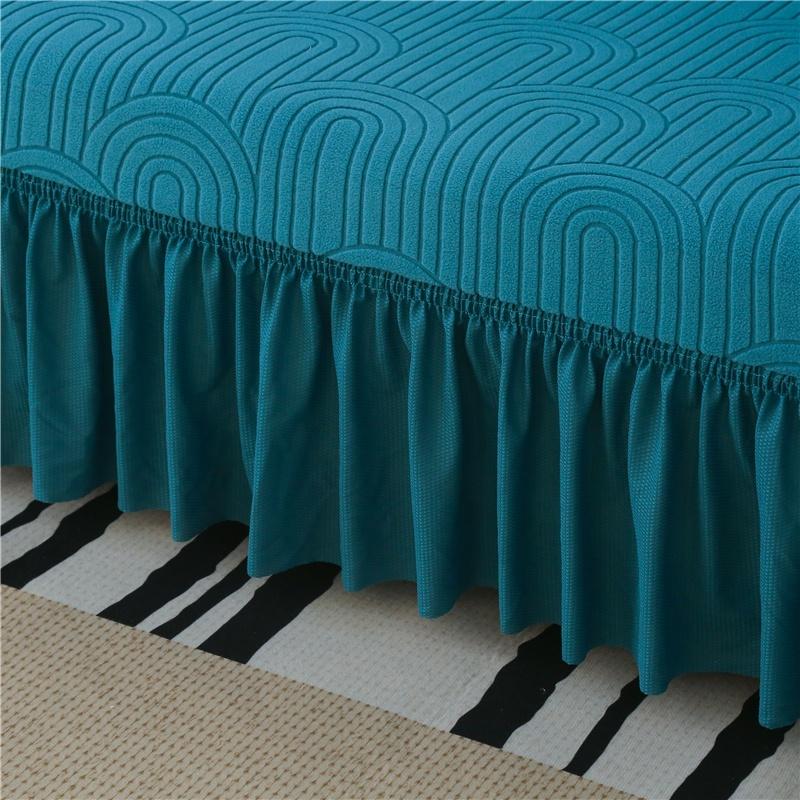 1/2/3/4 Seater Elastic Sofa Cover With Skirt Solid Color Thick Jacquard Sofa Protective Cover For Living Room