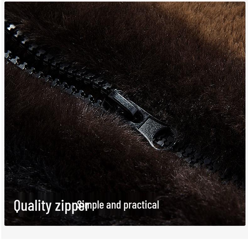 Men's European-Size Cotton-Padded Mink Velvet Winter Coat—Warm, Thick, Imitation Fur Jacket
