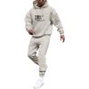 Men's Solid Color Flag Print Hooded Universal Versatile Hooded Sweatshirt Sweatpants Casual Sports Suit
