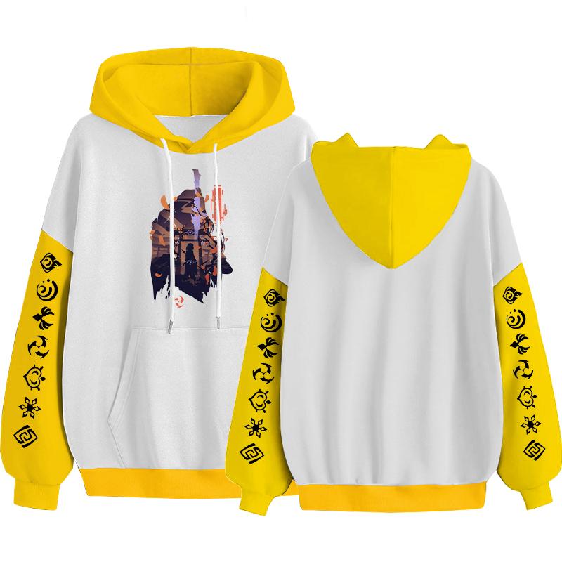 

Манга Genshin Impact Beelzebul Harajuku толстовки унисекс готическая зимняя уличная одежда с круглым вырезом удобный теплый подарок мужские и женские толстовки 4XL жёлтый