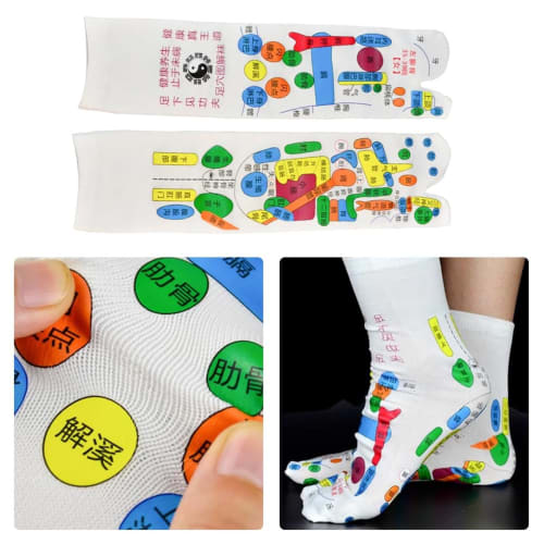 Illustrated Acupoint Socks & Gloves, Meridian Discharge, Foot Reflexology, Healthcare Massage Tool