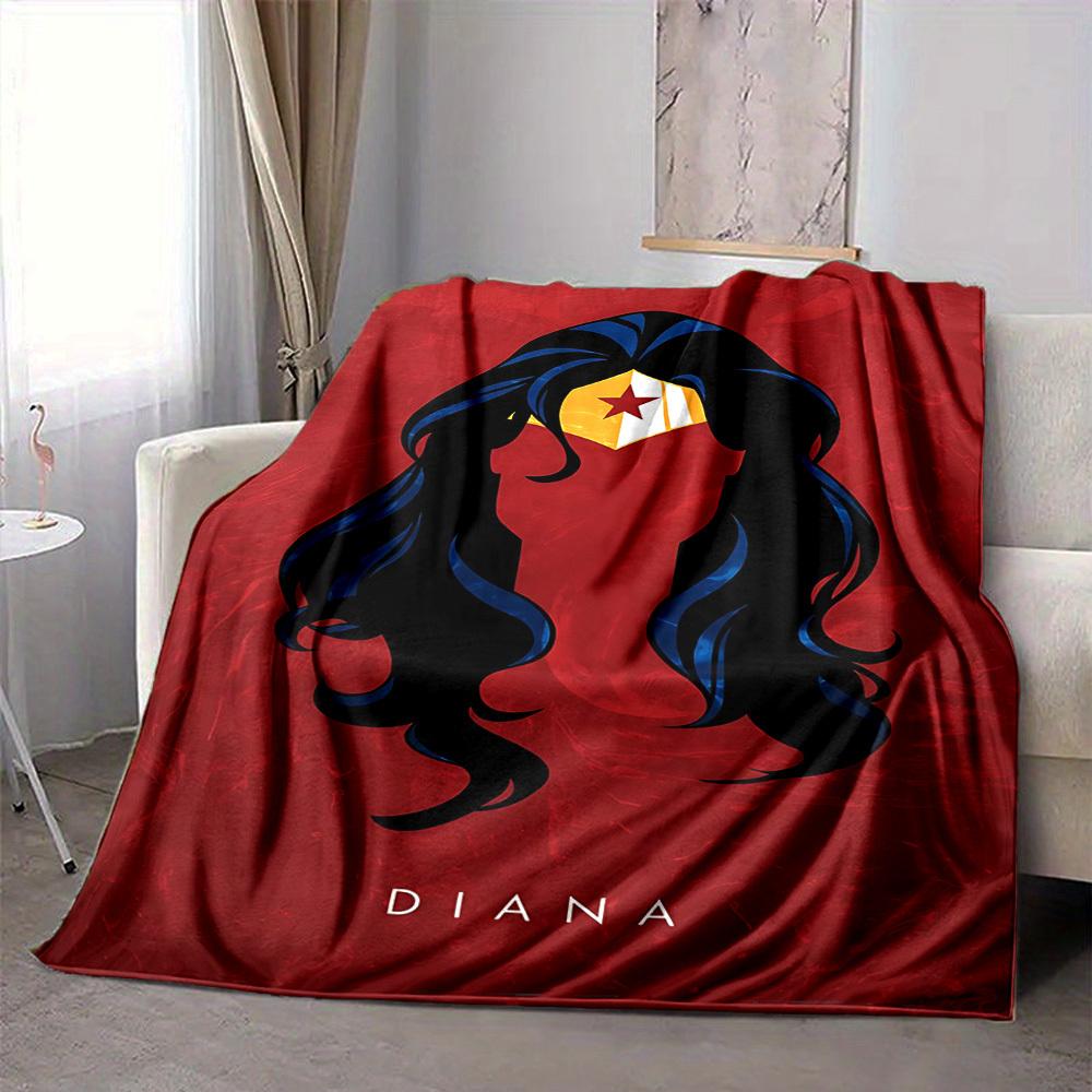 1pc Wonder Woman Diana Flannel Throw Blanket Lightweight Soft Warm All Season Blanket for Sofa, Bed, Travel, Camping L1024222