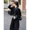 Elegant French Vintage Two Piece Set Women Autumn Spring Fashion Wide Leg Pants Outfit
