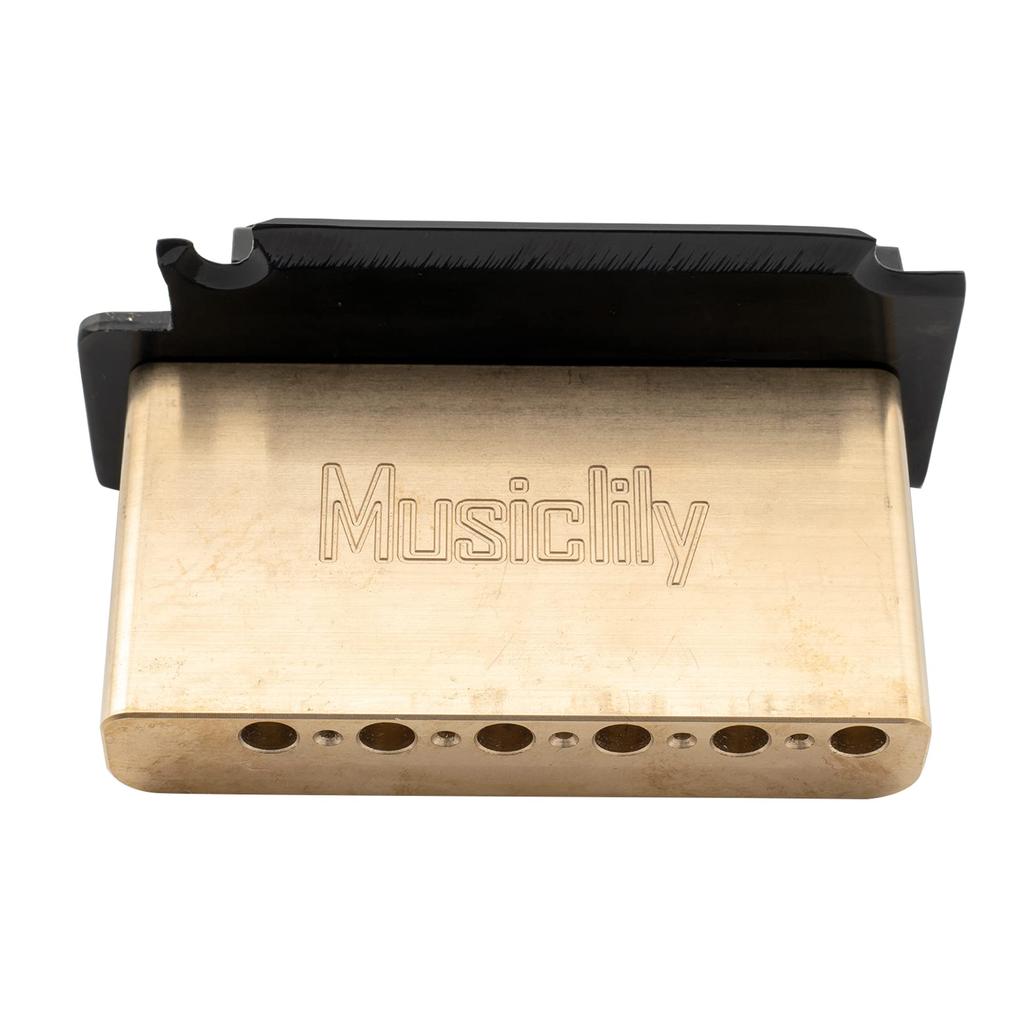 Musiclily Pro Modern Tremolo Unit Bridge with 40mm Solid Brass Block for Squier Stratocaster Electric Black 10.5mm Two-Point Guitars,