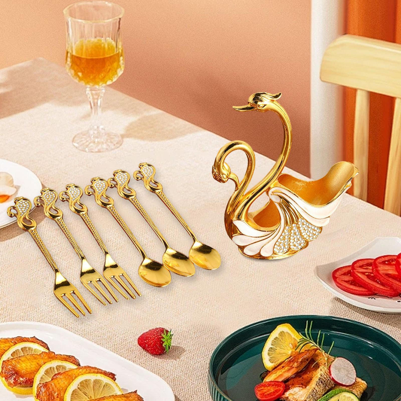 Набор десертных ложек для кофе из 3 ложек и вилок для яичницы, фруктов белый