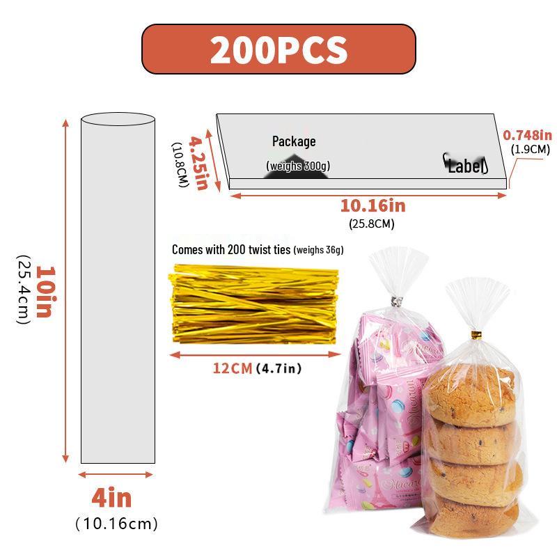 Clear Drawstring Packaging Bag for Cookies, Bread, Candy, and Baked Goods