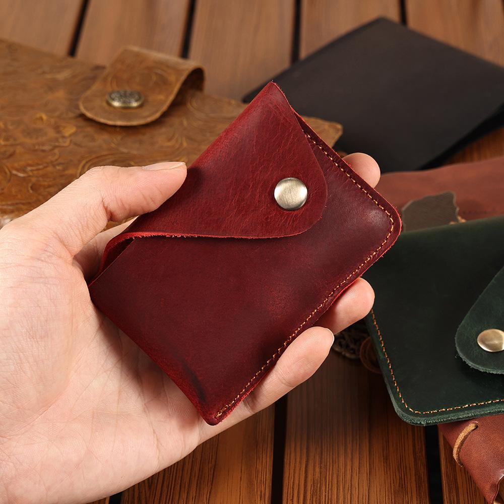 Oyir Men'S Genuine Leather Card Case, Large Capacity Bank Card, Driver'S License Wallet, Retro Men'S Hidden Buckle Clutch Bag