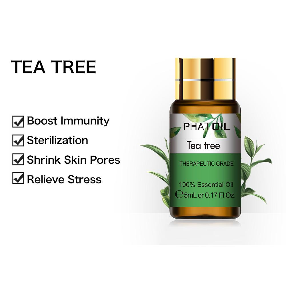 PHATOIL 5ML/10ML/30ML/100ML Tea Tree Natural Essential Oil With Dropper