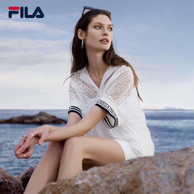 FILA Women s Lace Short-Sleeve Polo Two-Piece Set M