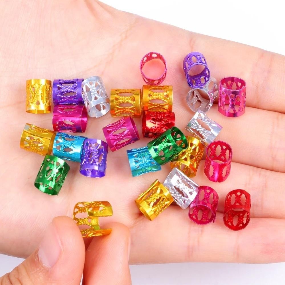 100PCS Aluminum Hair Jewelry Rings Colorful Braid Decoration Rings For Women And Girls