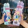 1PC Cute Girl Letter Doodle 750ml Color Plastic Sports Water Bottle Leakproof Flip Straw Lid Suitable for Sports Office Home Use