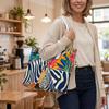 Vibrant Zebra Printed Casual Tote Bag Portable Stylish Daily Use Handbag for Outdoor Shopping