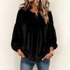Women's Casual Velvet Sleeve Round Neck Top
