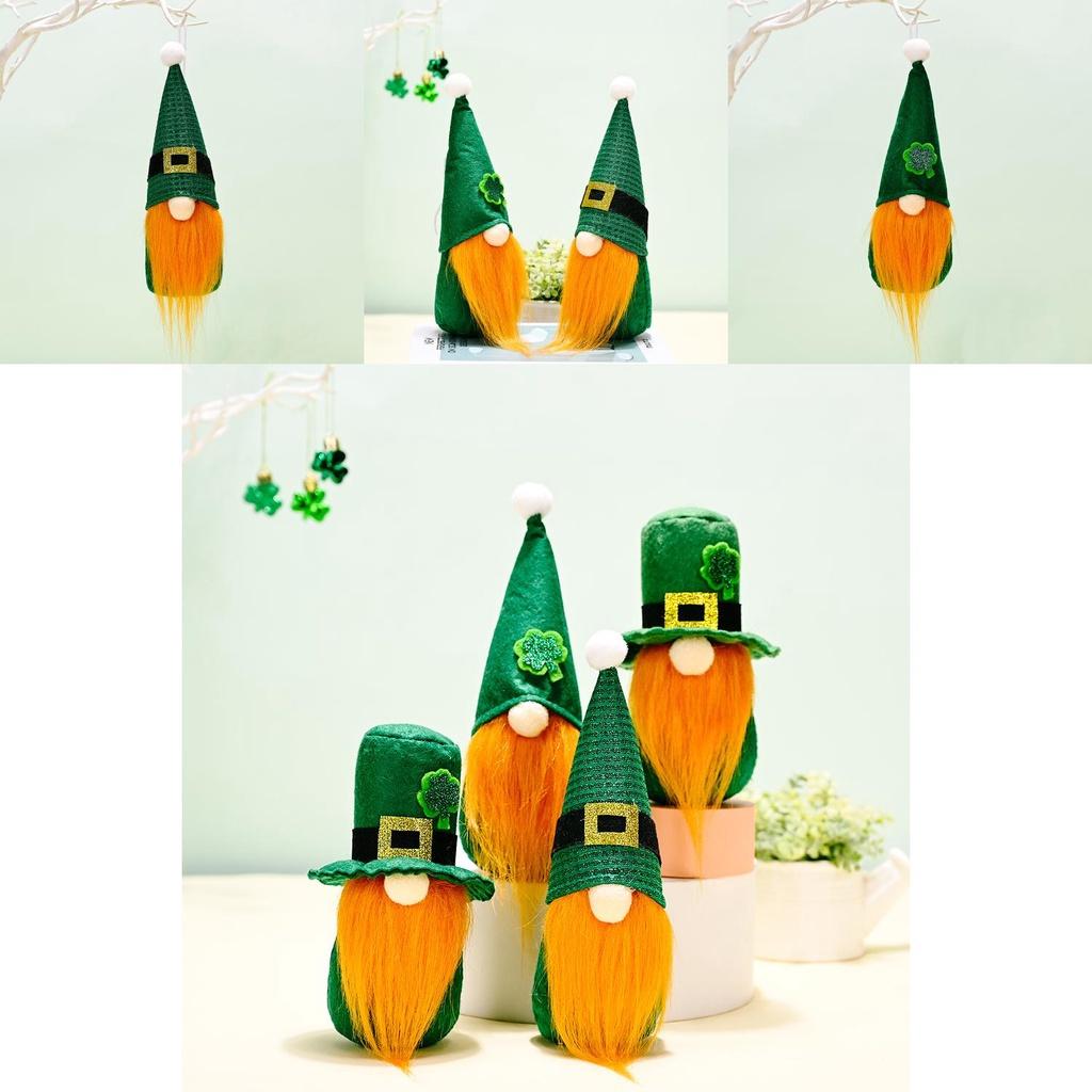St. Patrick's Day Home Decor Handmade Gnomes Plush Toy Shamrock Faceless